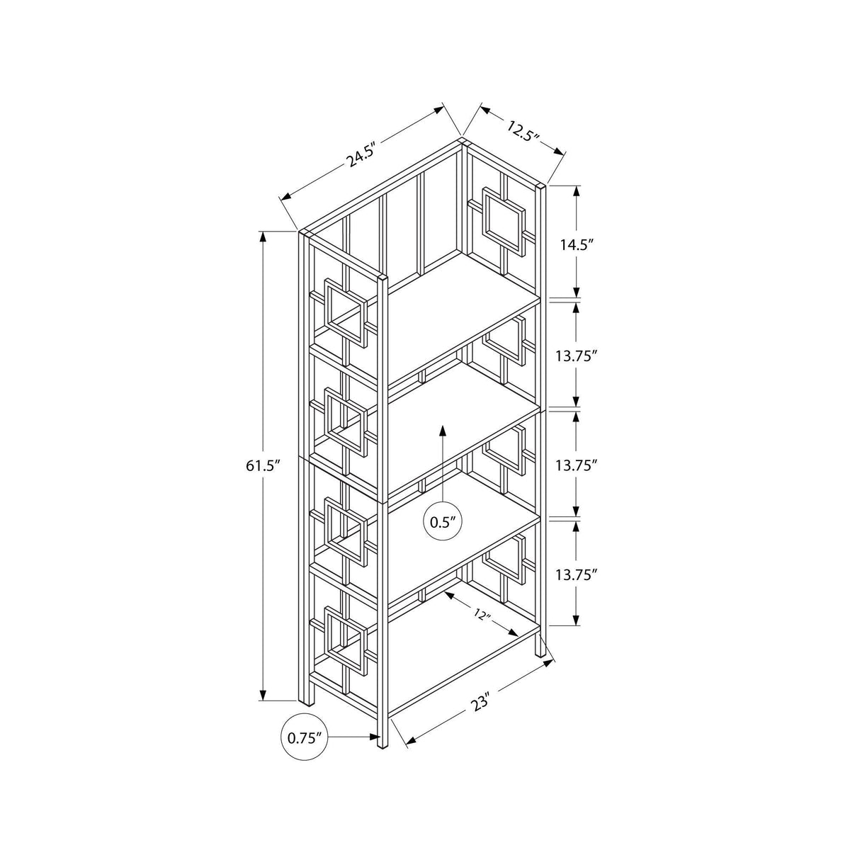 Black Four Tier Etagere Bookcase S625