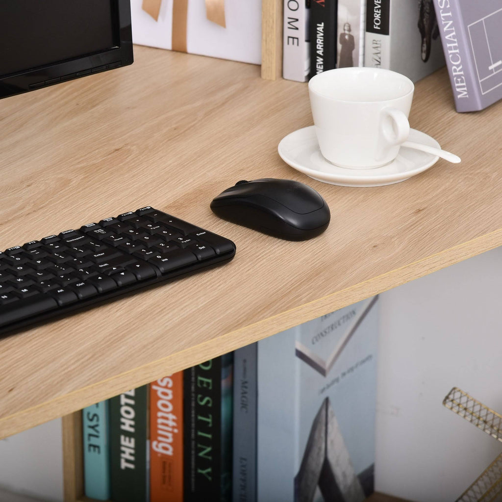 Oak Wooden Computer Desk with Storage Shelf W9150