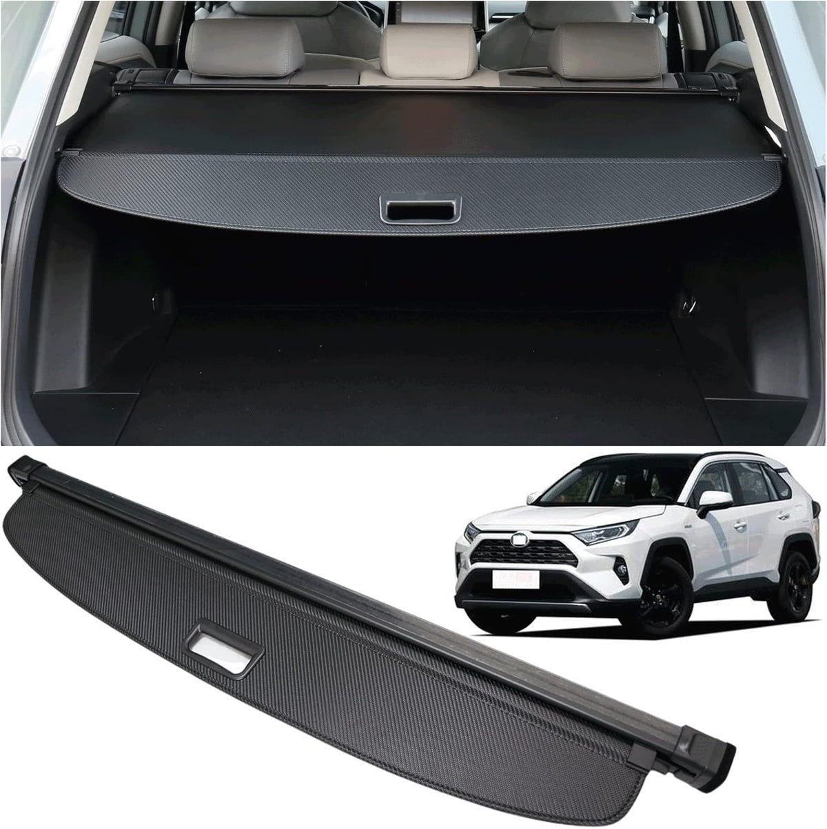 Retractable Trunk Security Cover Shielding Shade (Black/canvas) Pack of 2 J99733