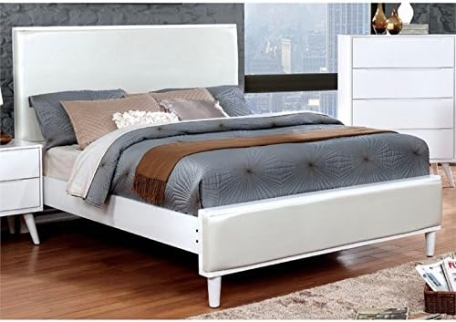 Faux Leather King Panel Bed in White A268802