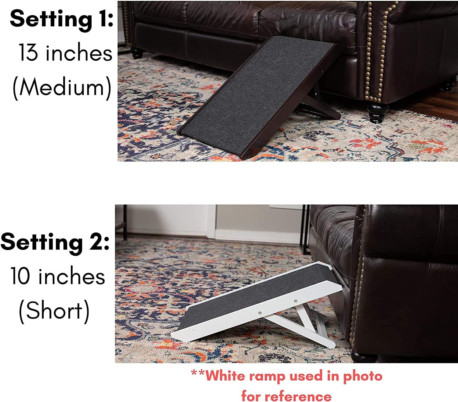 Espresso 13 Wooden Folding Dog Ramp with Carpet D570881
