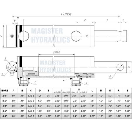 Hydraulic Cylinder Pin Eye 3x12 P6140