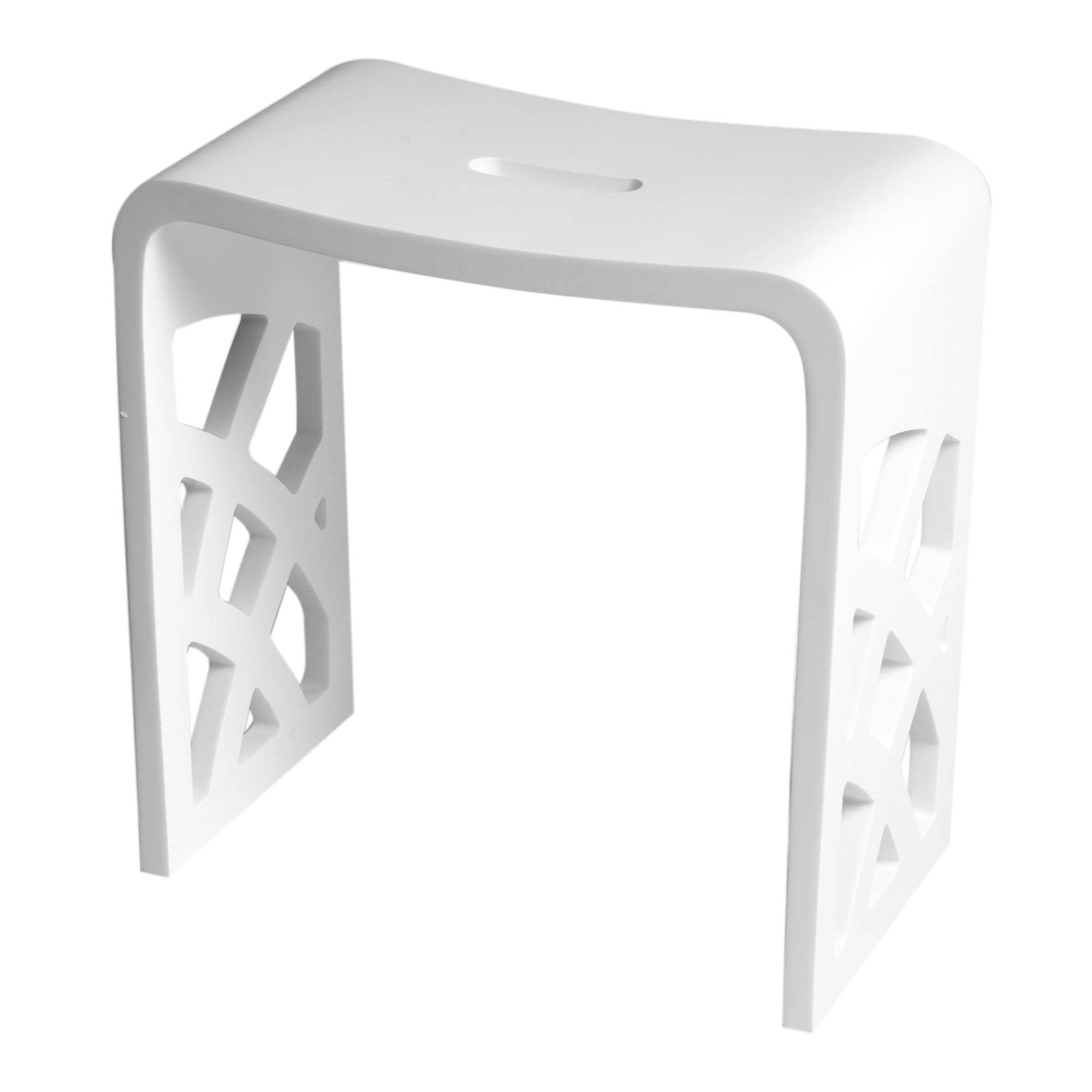 White Matte Bathroom Shower Stool C355251