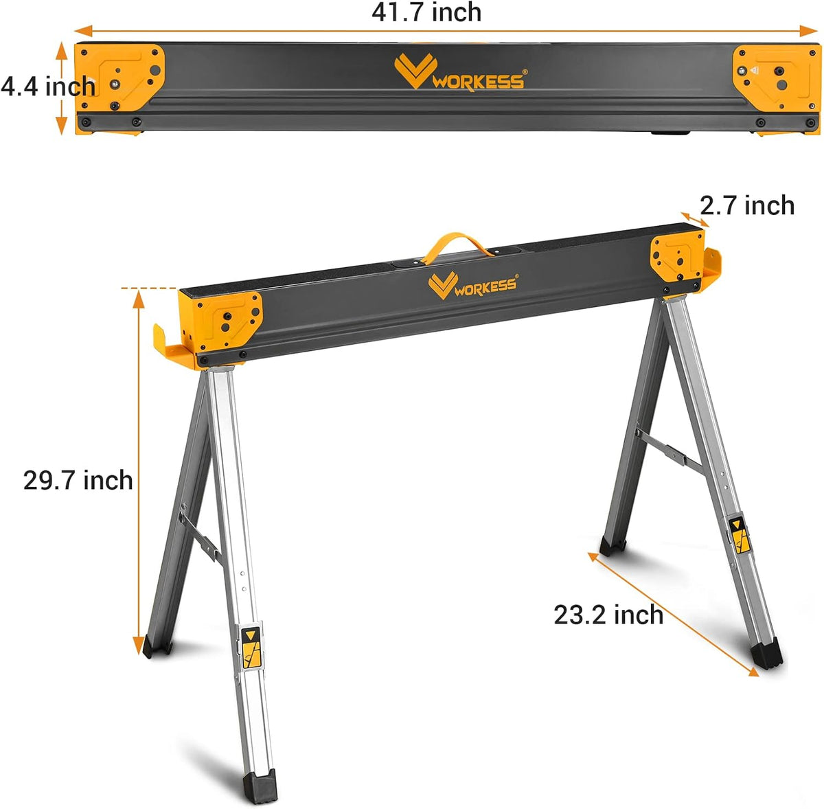 Sawhorse Portable Folding Workbench, 1300lbs Capacity 2 Positions, 2 Pack E235223