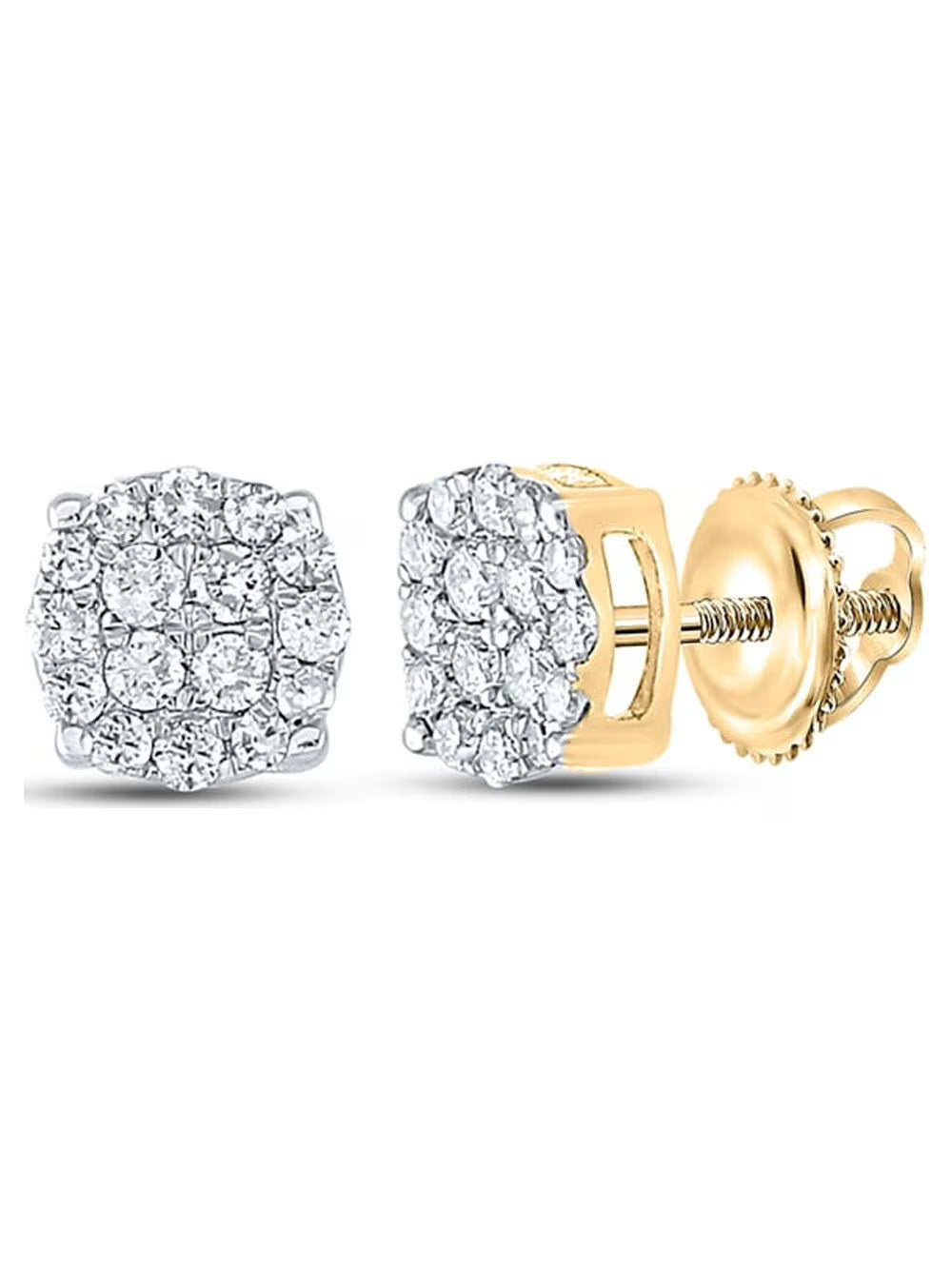 10kt Yellow Gold Mens Diamond Cluster Earrings 1/4 Cttw E894683