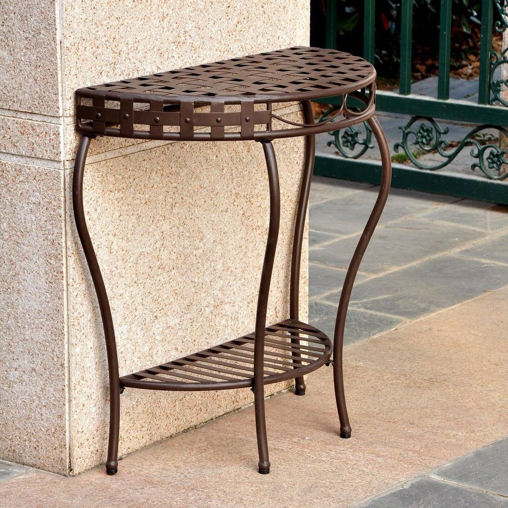 Antique Black 2-Tier Half Moon Table A168174