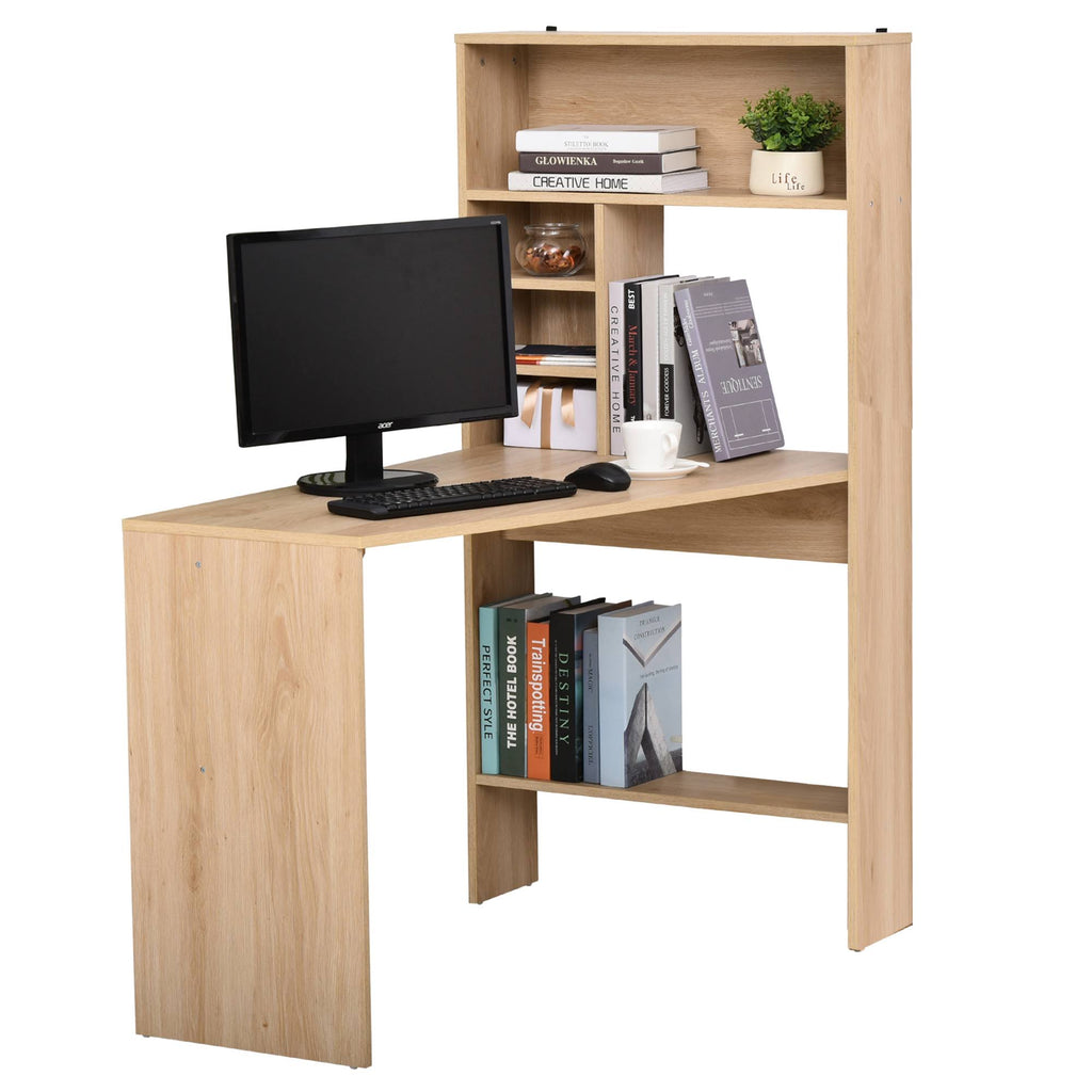 Oak Wooden Computer Desk with Storage Shelf W9150