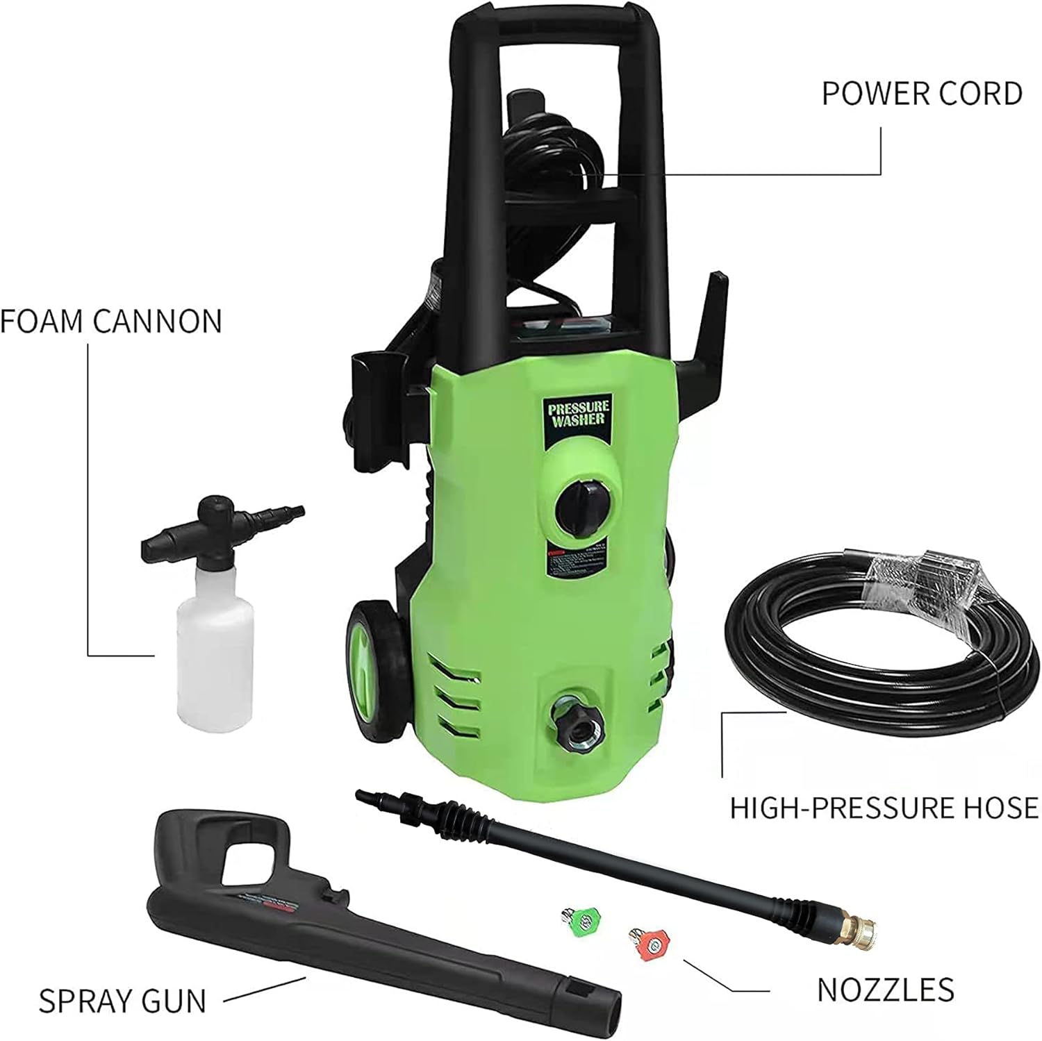 Electric Pressure Washer 3200 PSI 2.6 GPM Power Washer with Nozzles Foam Cannon S517655