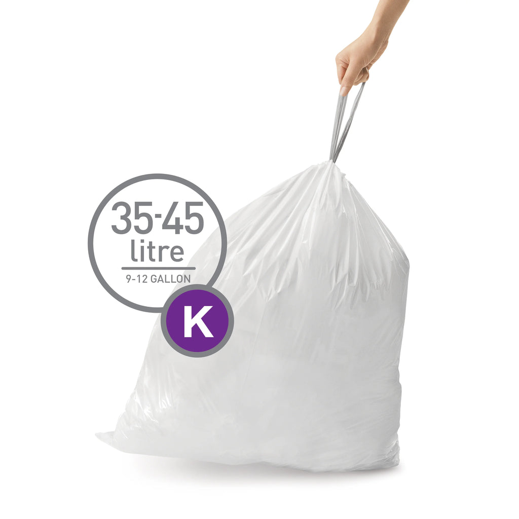 White Drawstring Trash Bags, 60 Count, 35-45 Liter / 9.3-12 Gallon D7905