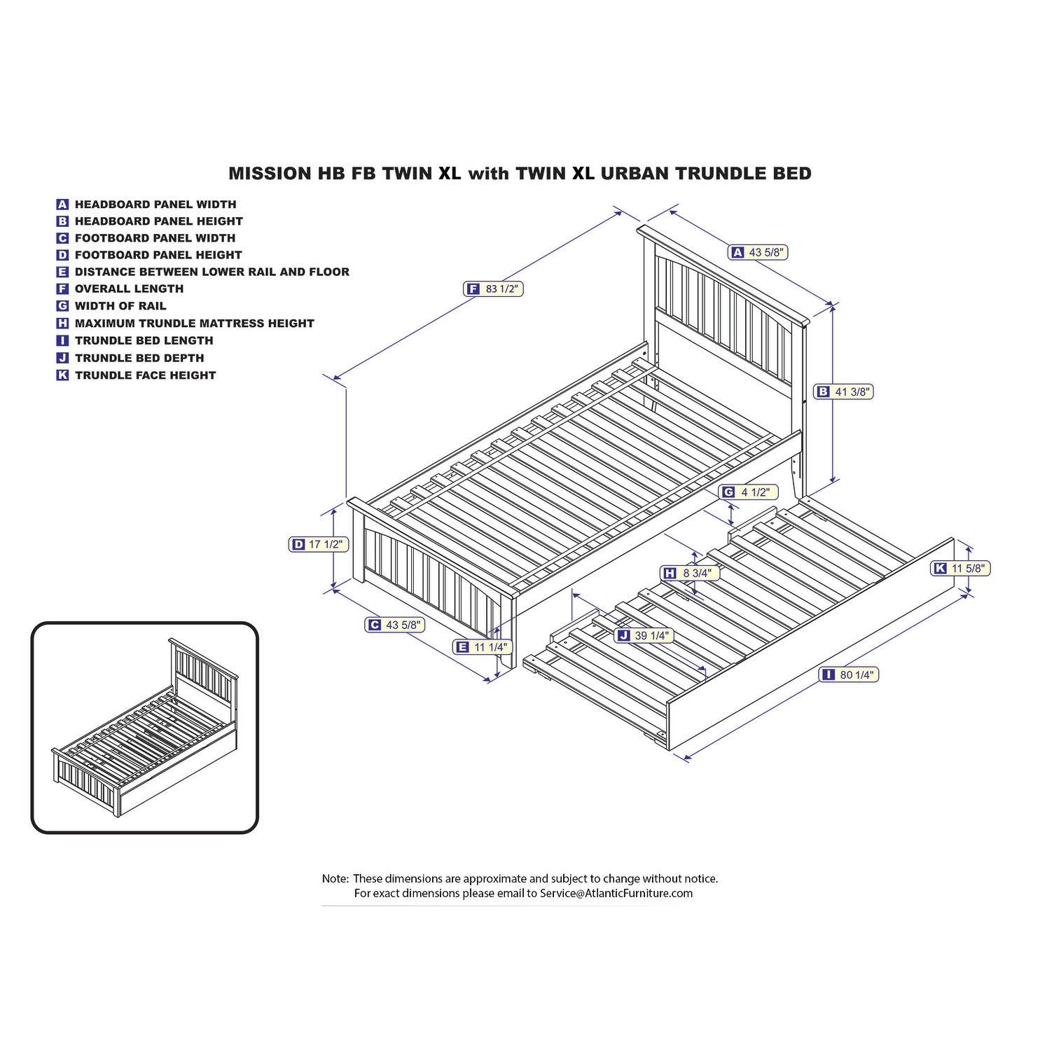 Walnut Twin Extra Long Bed with Trundle Y49579