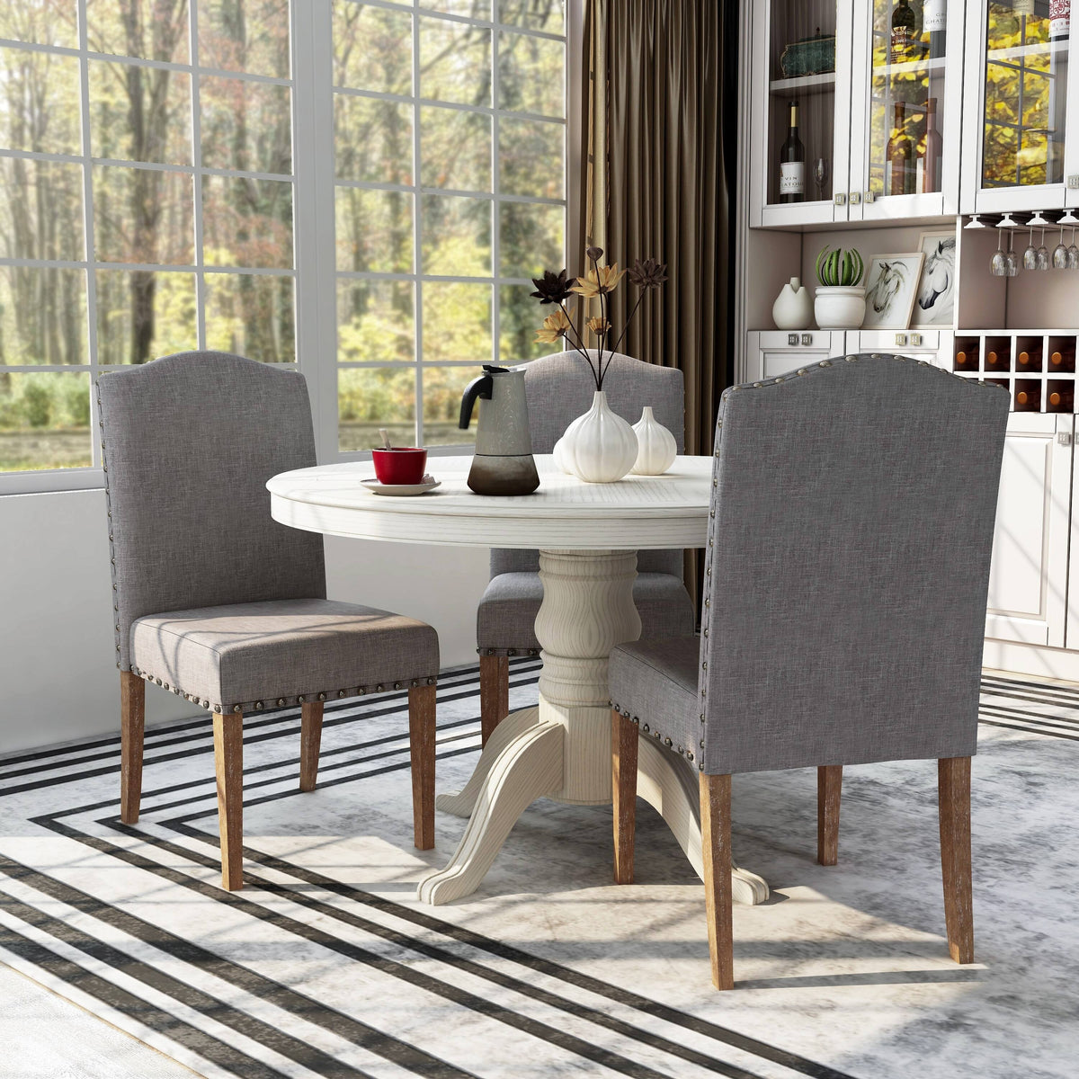 Rustic Brown Fabric Dining Chairs Set of 2 T918