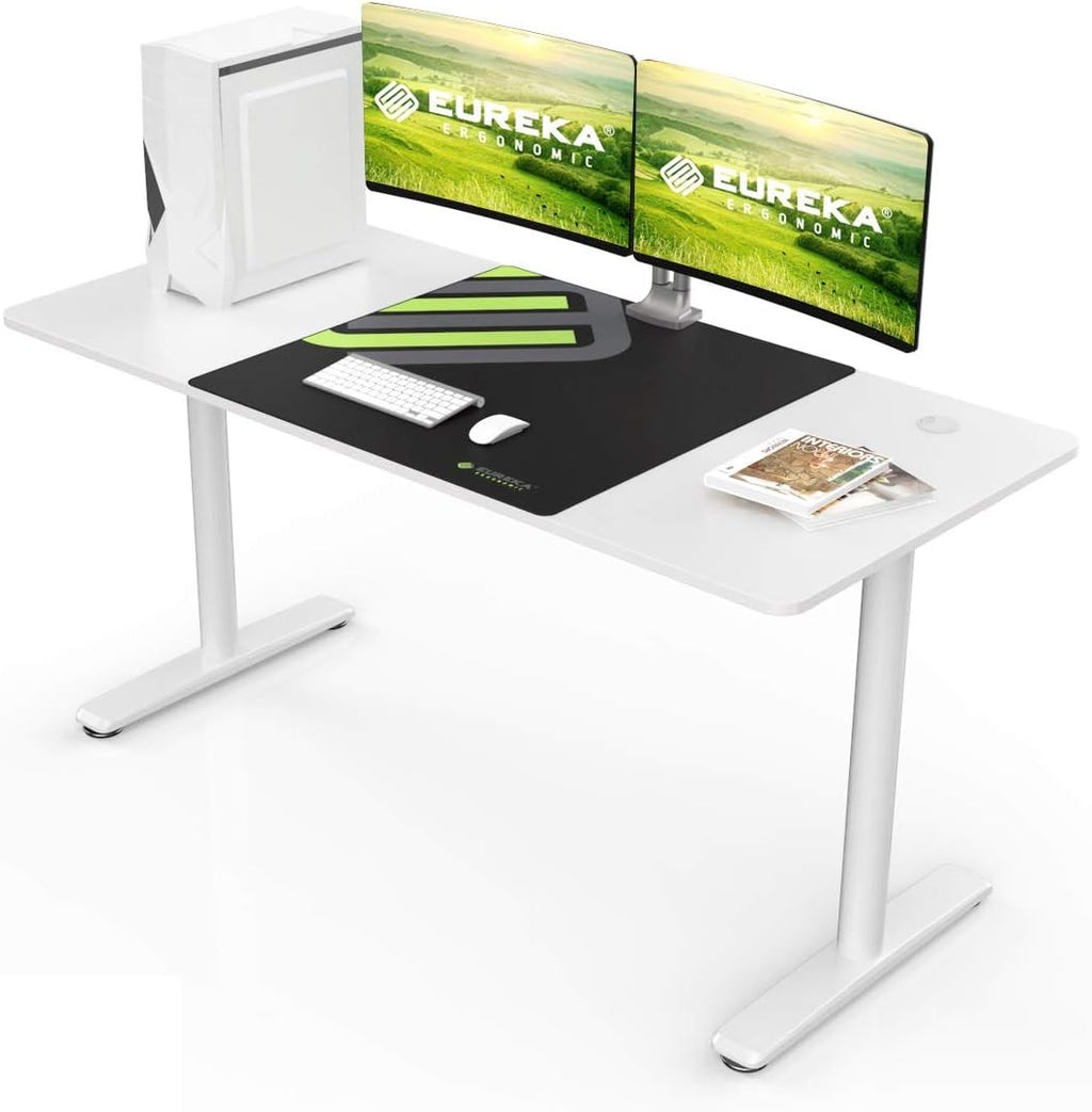 White Desk 47 with Mouse Pad Cable Management L1692