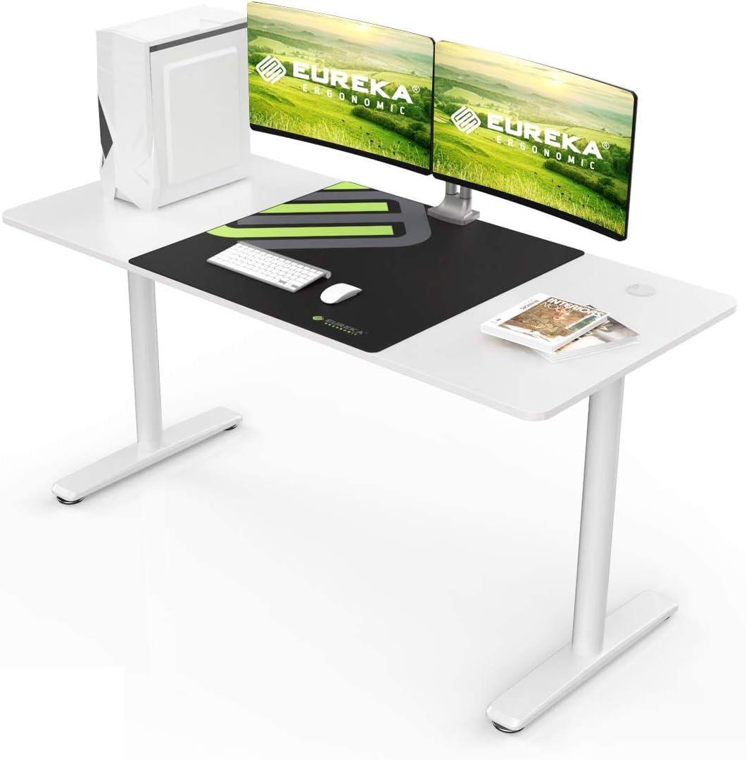 White Desk 47 with Mouse Pad Cable Management L1692