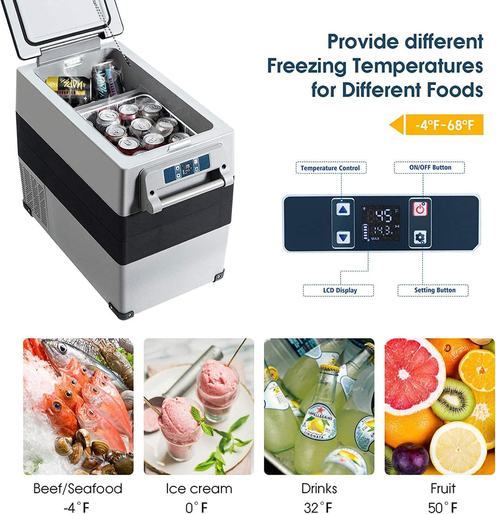 53QT 12 Volt Car Refrigerator Portable Refrigerator Electric Compressor Freezer Cooler T6960