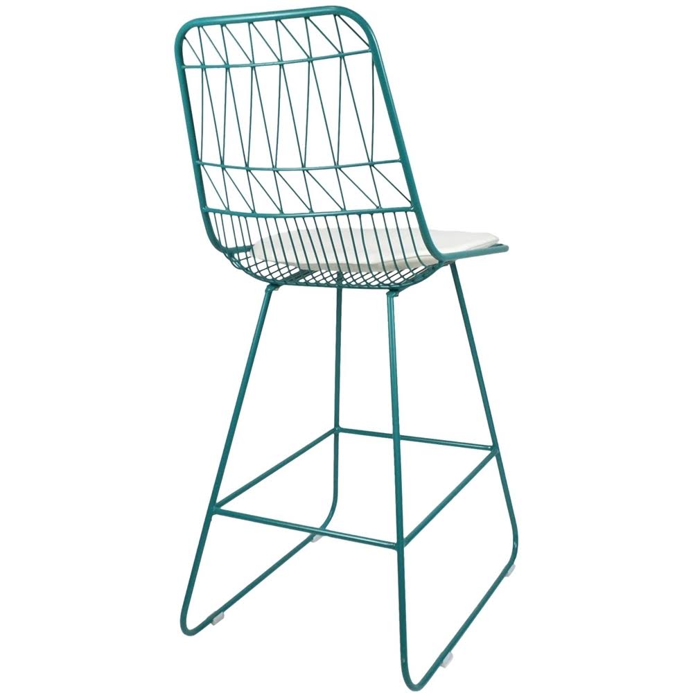 Teal Geometric Iron Cafe Stools (Set of 2) Z5889