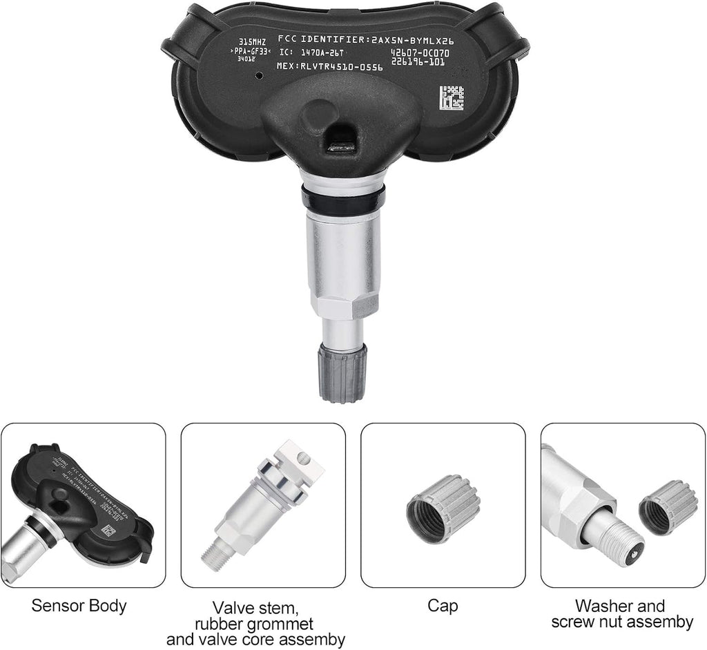 TPMS Sensor 315Mhz Programmed Tire Pressure Sensor Pack of 2 C791191