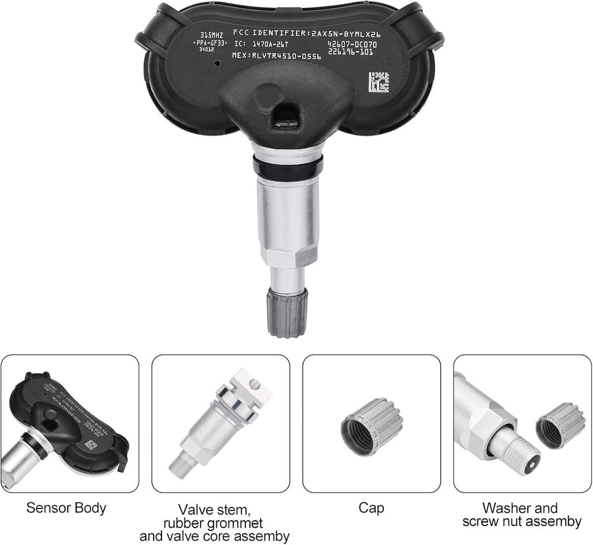 TPMS Sensor 315Mhz Programmed Tire Pressure Sensor Pack of 2 C791191
