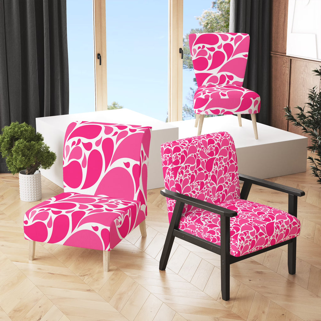 Pink Floral Paisley Upholstered Accent Chair J959