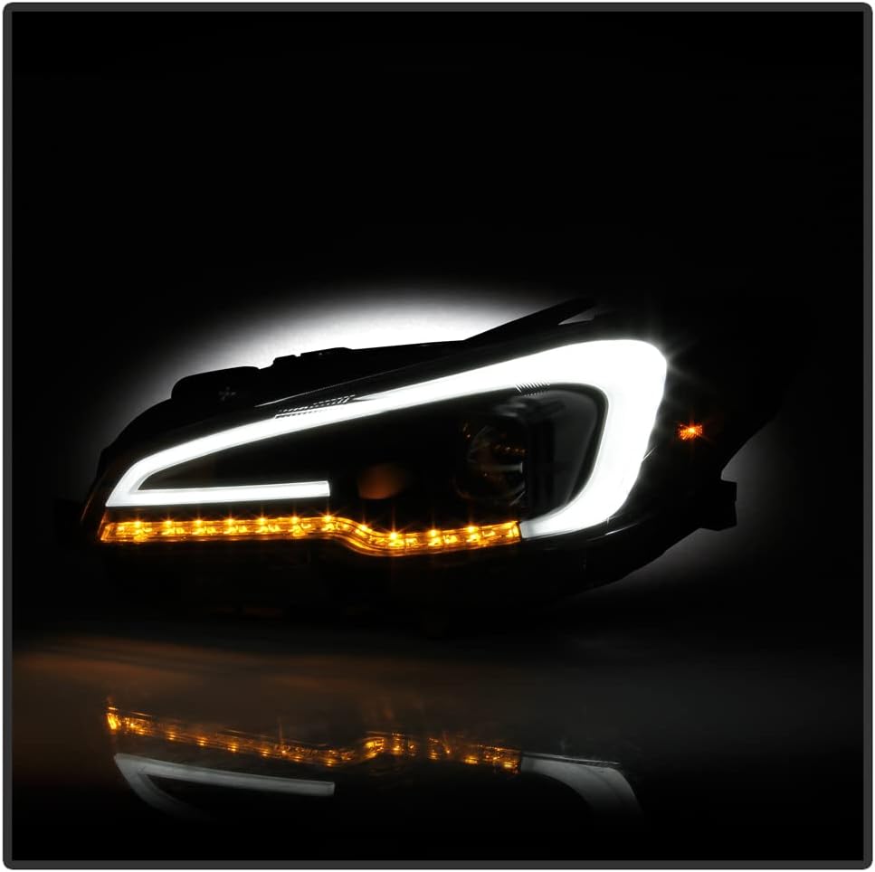 Black Housing Smoked Lens LED Tube Sequential Projector Headlights F7222