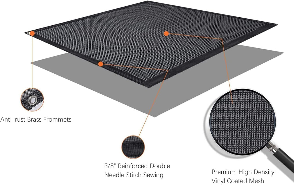 RV Awning Side Sun Shade 9’ x 7’ Black Mesh Screen Kit F32599