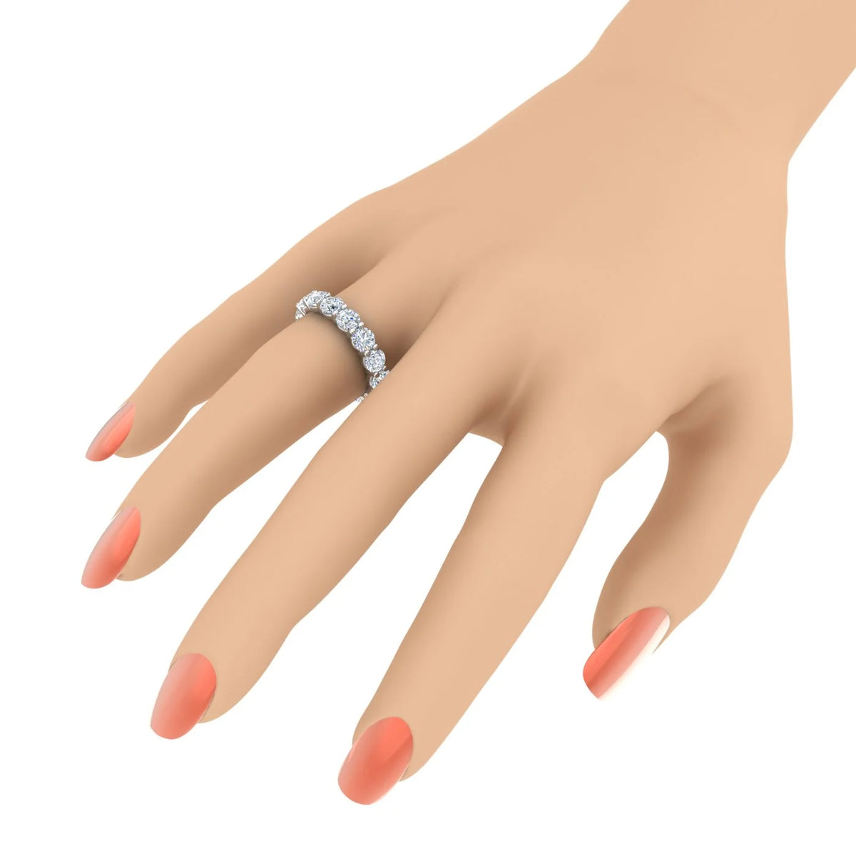 14K White Gold Diamond Eternity Wedding Band Ring W93723