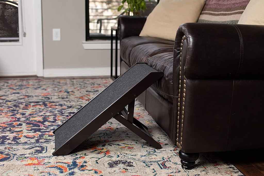 Espresso 13 Wooden Folding Dog Ramp with Carpet D570881