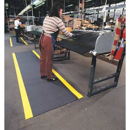 Black Yellow Border Antifatigue Mat 3Ft x 10Ft F859