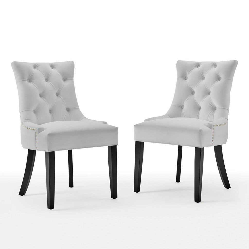 White Tufted Performance Velvet Dining Side Chairs Set of 2 T528
