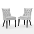 White Tufted Performance Velvet Dining Side Chairs Set of 2 T528