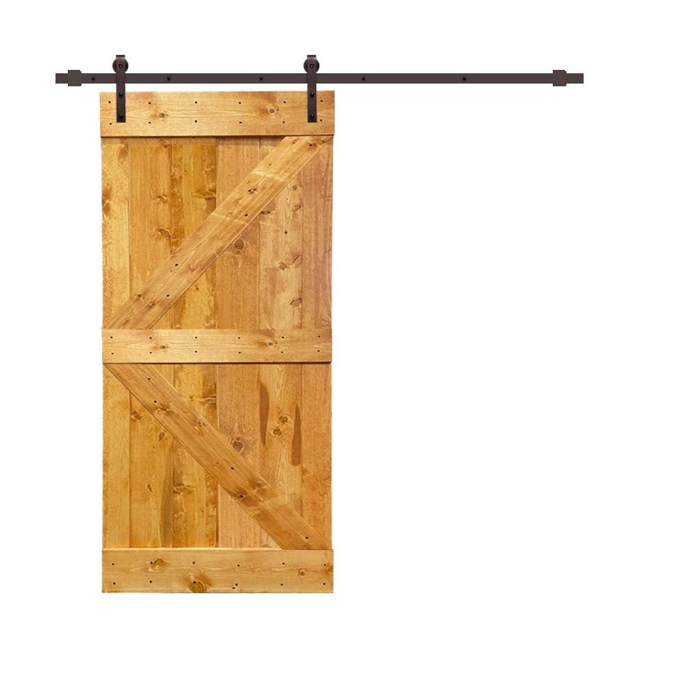 Sage Green Stained Wood Sliding Barn Door with Hardware Kit P2395