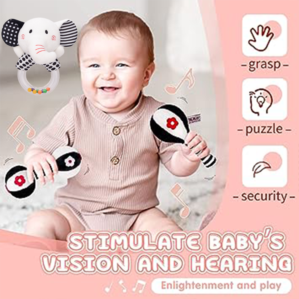 3PCS Soft High Contrast Black White Baby Rattles O5192