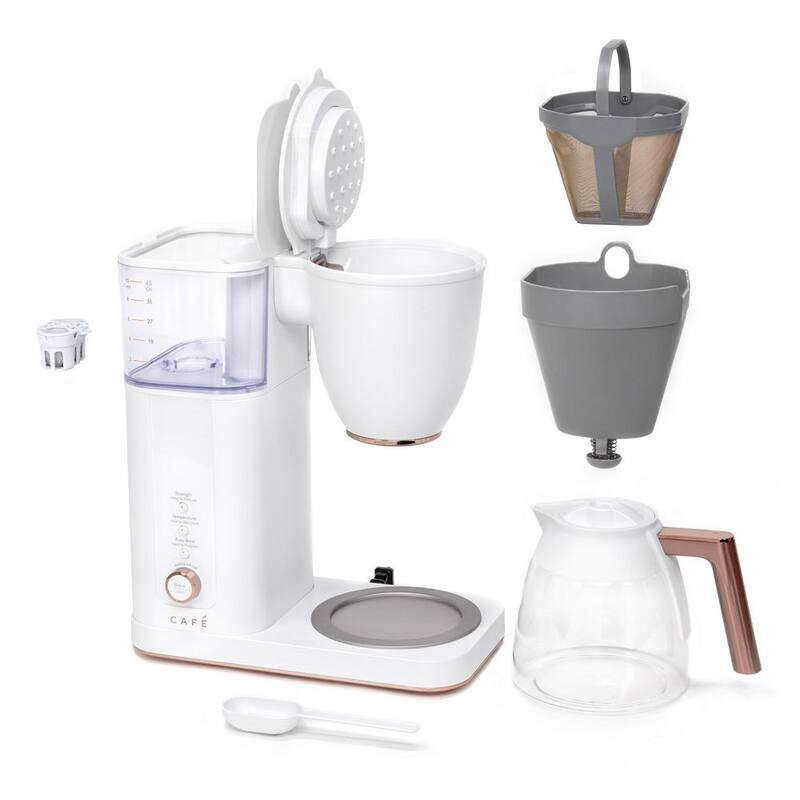 10 Cup Matte White Drip Coffee Maker with Glass Carafe L308418