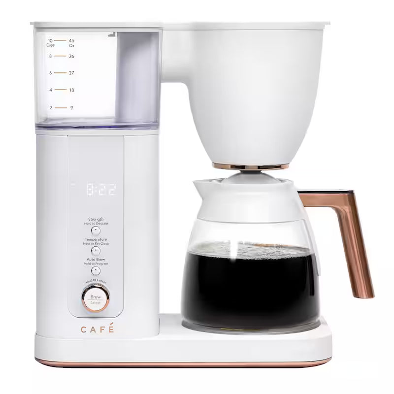 10 Cup Matte White Drip Coffee Maker with Glass Carafe L308418