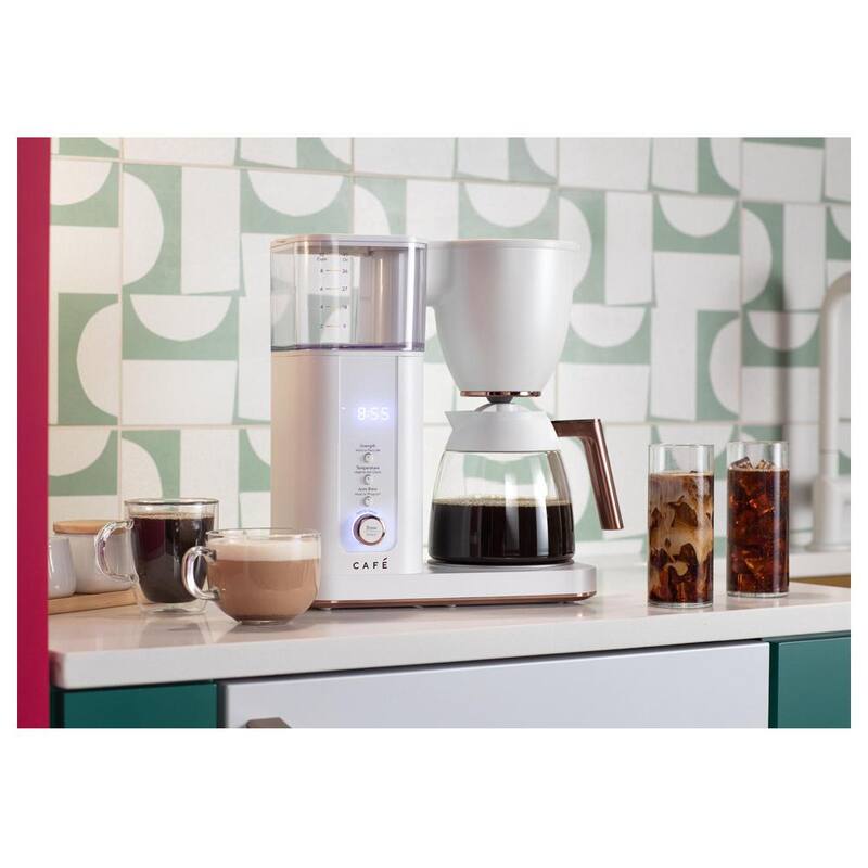 10 Cup Matte White Drip Coffee Maker with Glass Carafe L308418