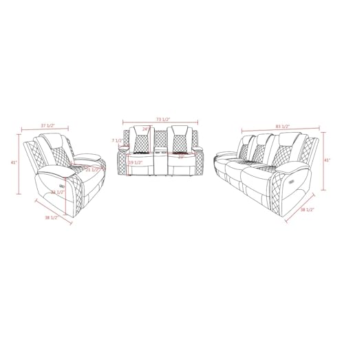 Brown Leather 3-Piece Recliner Sofa Set L68037