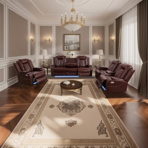 Brown Leather 3-Piece Recliner Sofa Set L68037