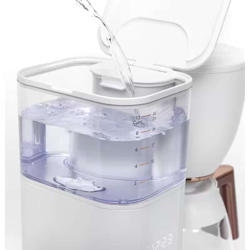 10 Cup Matte White Drip Coffee Maker with Glass Carafe L308418