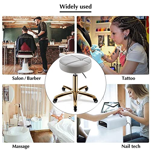 White Swivel Rolling Stool with 5 Wheels N5634