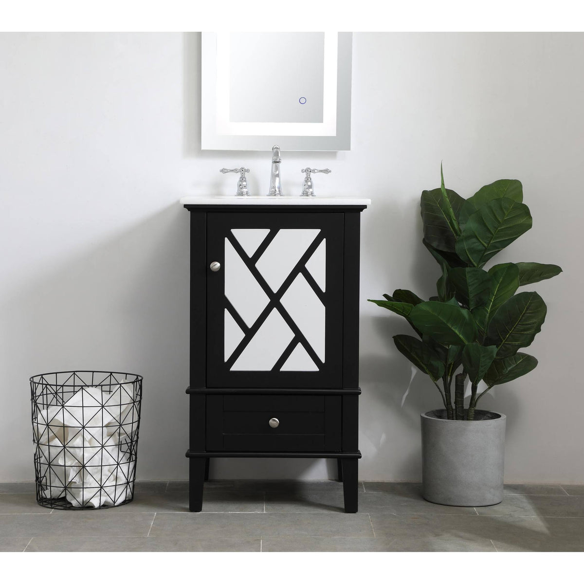 Grey Vanity Cabinet Set with Marble Top G19206