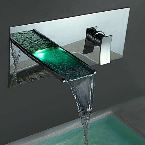 Chrome Finish LED Waterfall Bathroom Faucet O99204