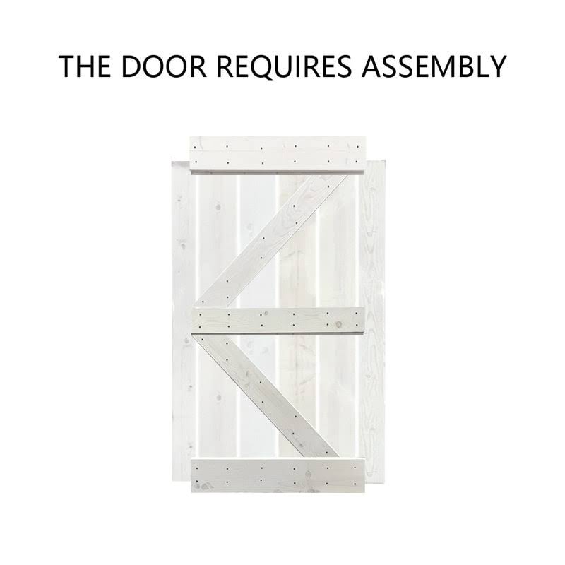 Sage Green Stained Wood Sliding Barn Door with Hardware Kit P2395