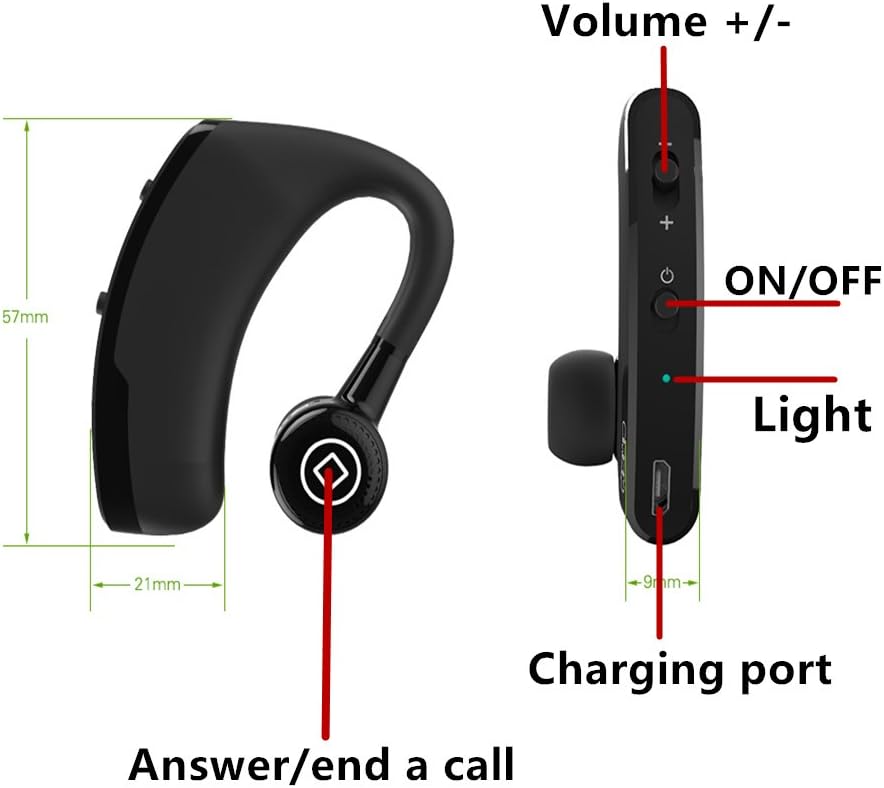 Bluetooth Headset Wireless Single Earpiece Earbuds Noise Cancelling Headphones V75110