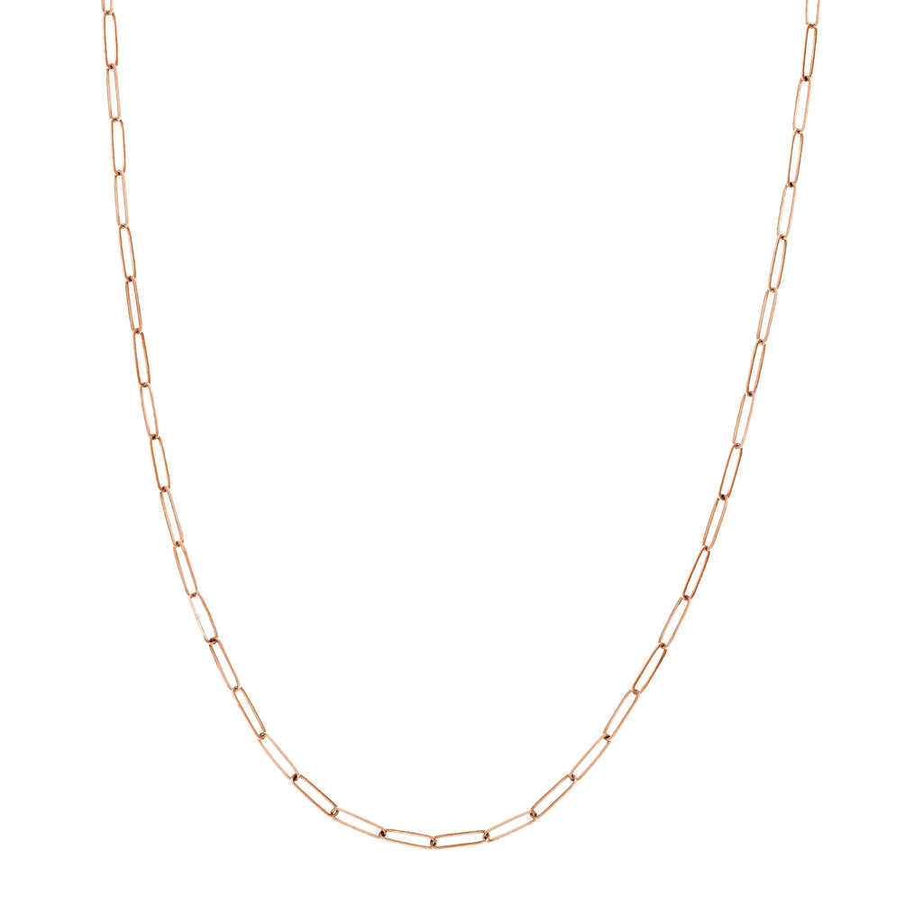 14K Solid Rose Gold Paperclip Necklace 16 inch K8893