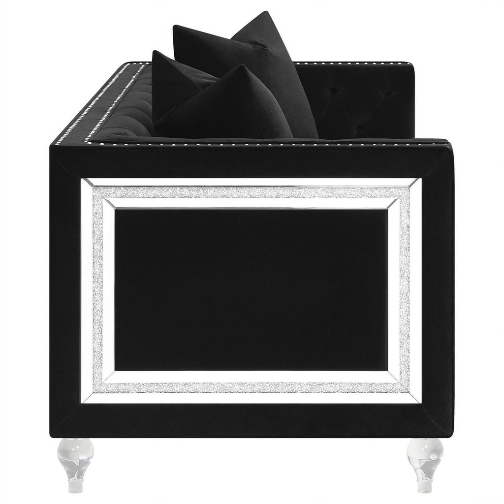 Black Velvet Tufted Arm Loveseat K779544