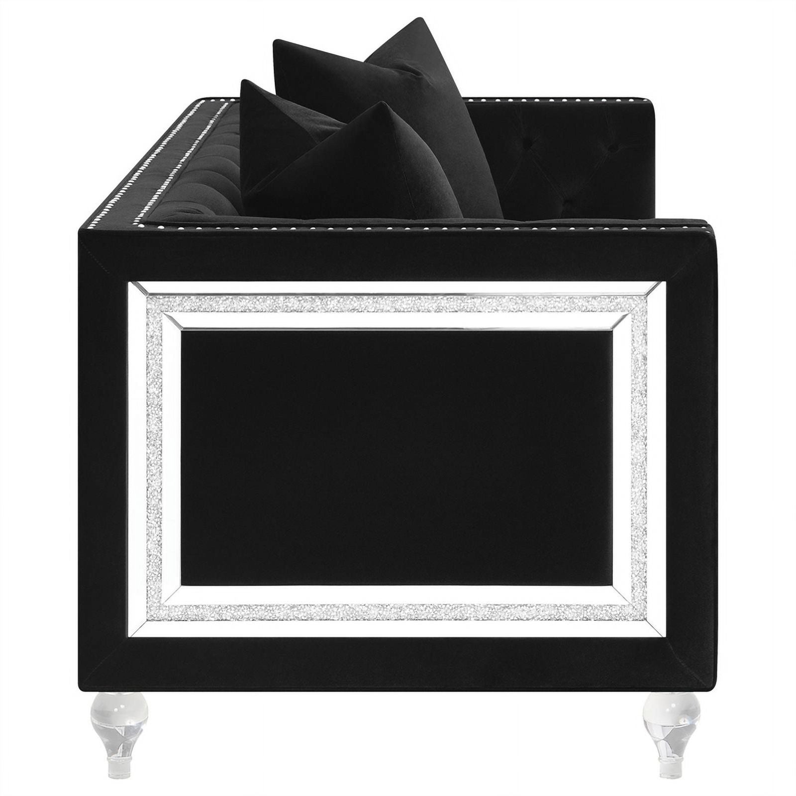 Black Velvet Tufted Arm Loveseat K779544
