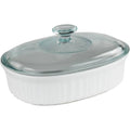 French White 1.5-Quart Oval Baking Dish with Glass Lid Y529333