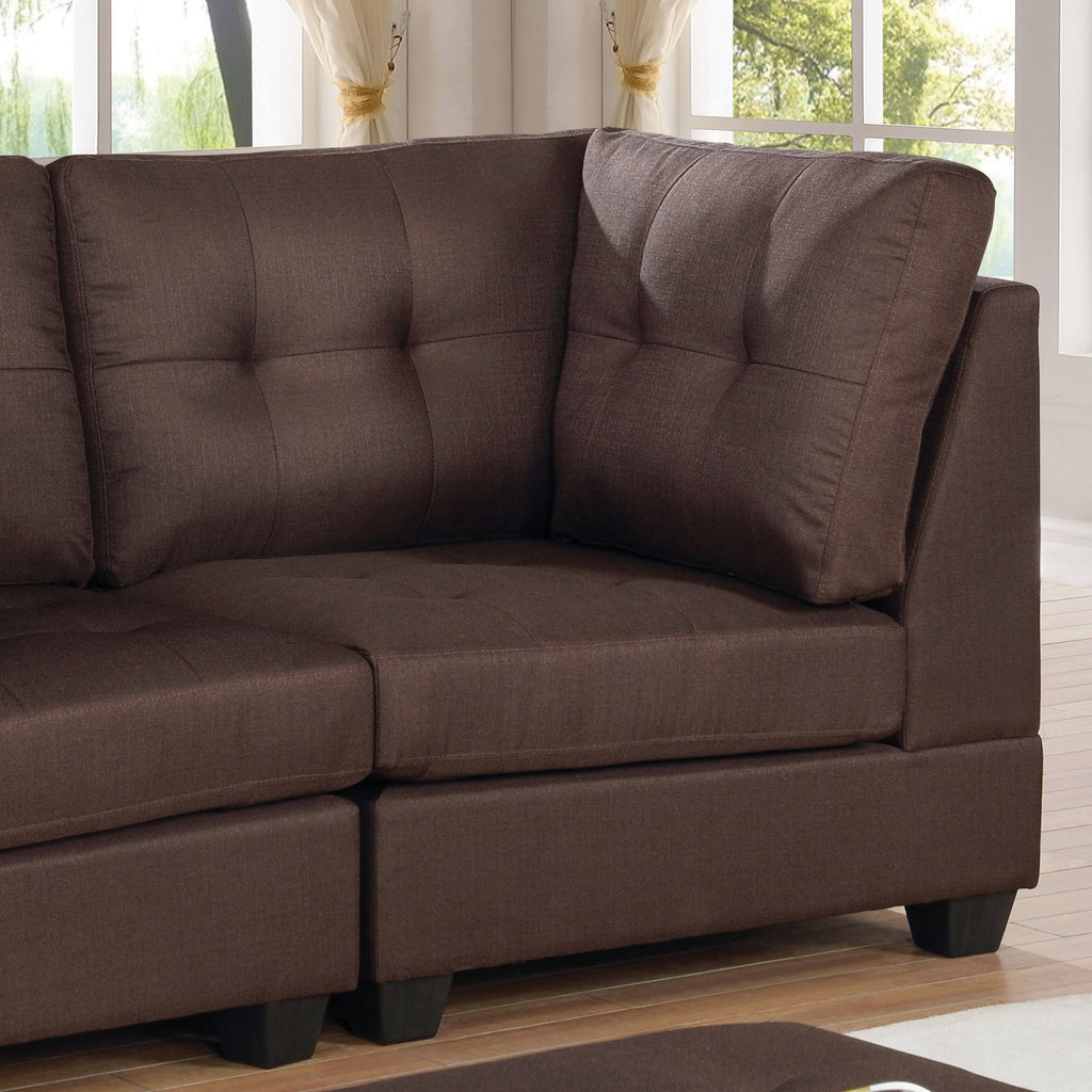 Brown Linen Fabric Loveseat E4633