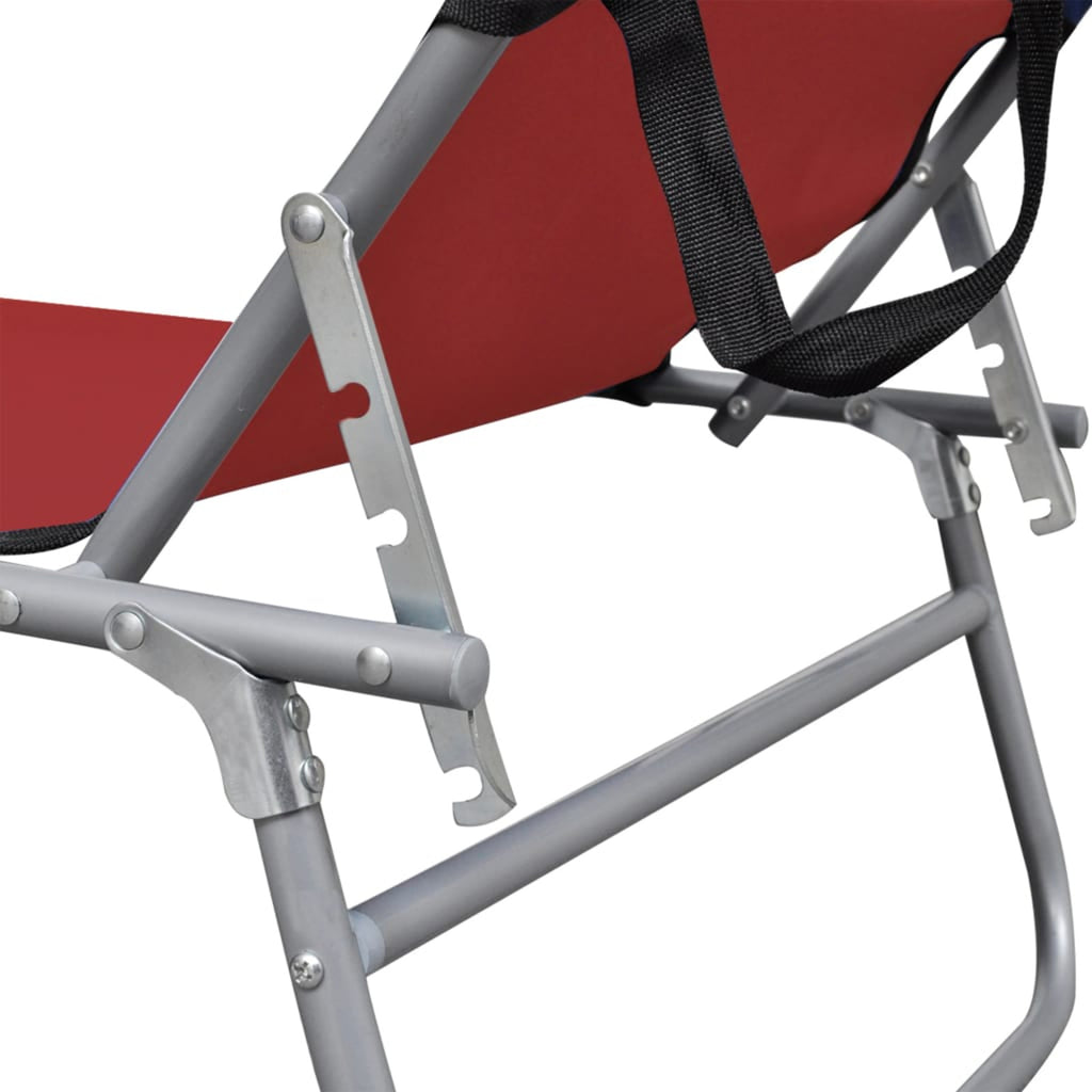 Red Aluminum Adjustable Chaise Chair with Canopy K68798