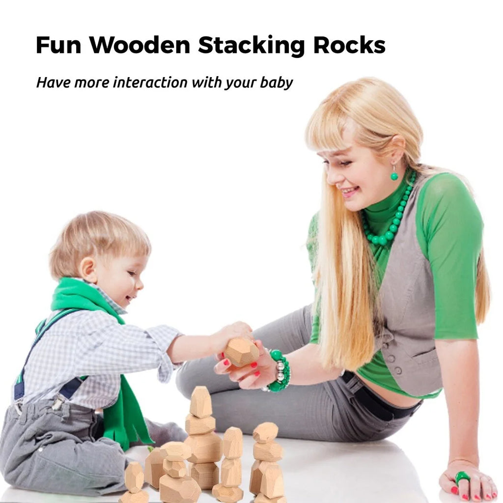 20 Pcs Wooden Stacking Rocks Irregular Building Blocks L962600