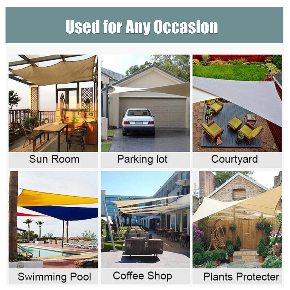 Cream Waterproof Triangle Shade Sail D417
